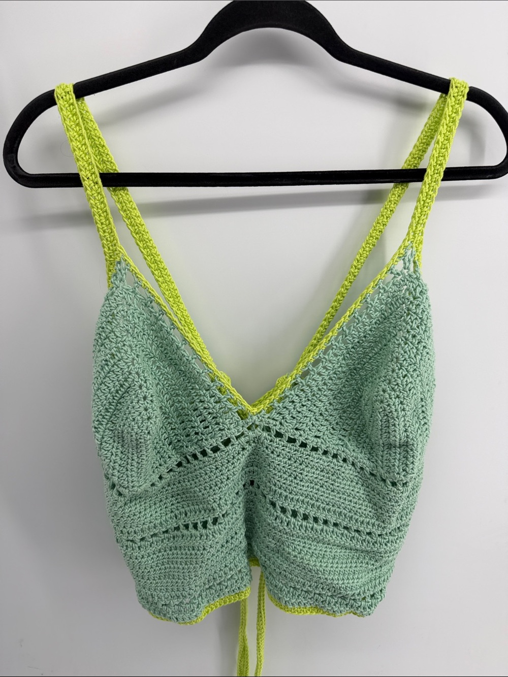 Handmade crochet triangle cross back festival tank top